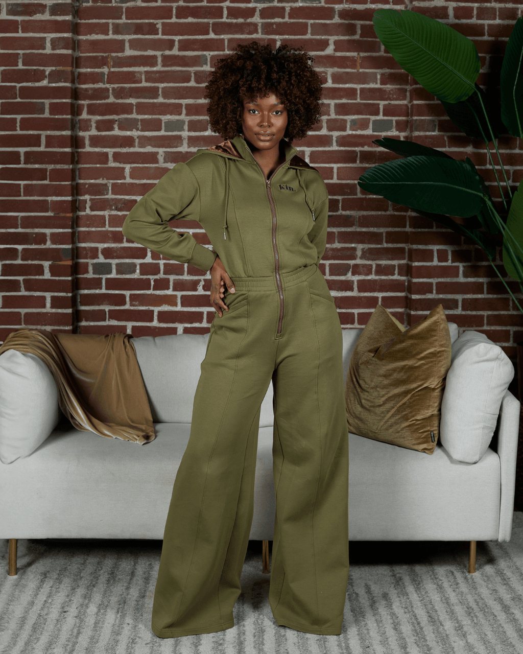 Green Satin Lined Jumpsuit