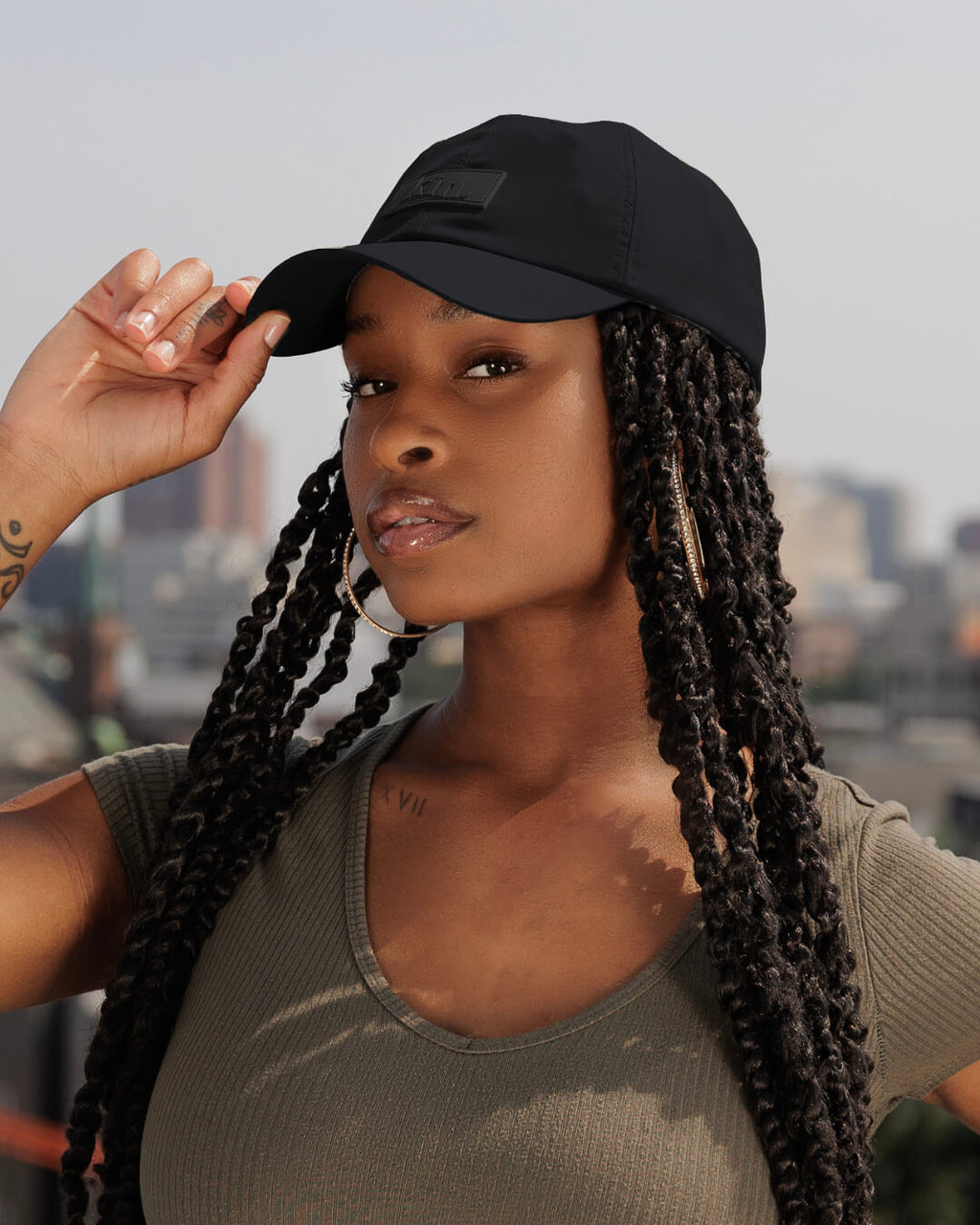 Black Waterproof Satin Lined Dad Hat